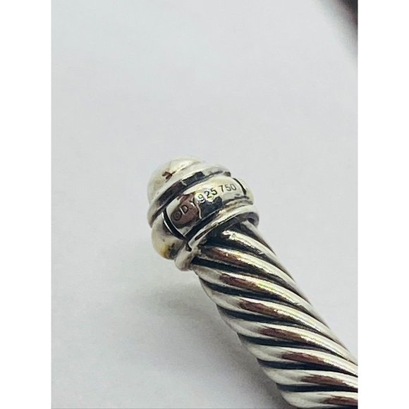 David Yurman Sterling Silver 18K 750 Gold 4mm Dome Bracelet 6.75" - Picture 9 of 9